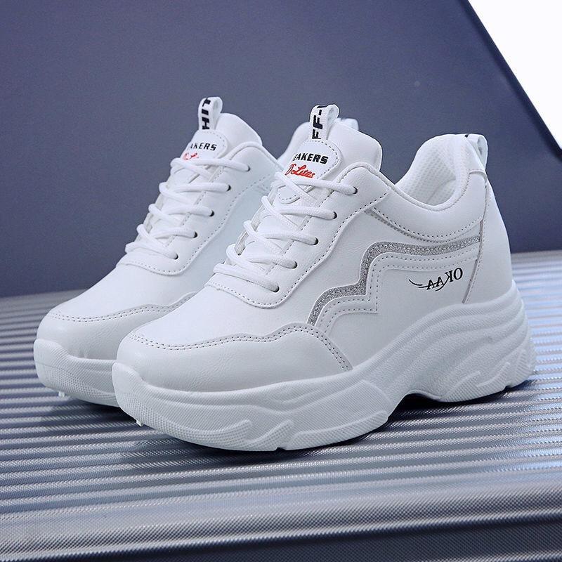 

New inner height increase women s spring and autumn sports shoes soft sole travel running casual shoes 35 срібний