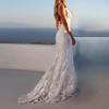Women Formal Dresses Fashion Lace Backless Deep V Neck Sleeveless Long Dress