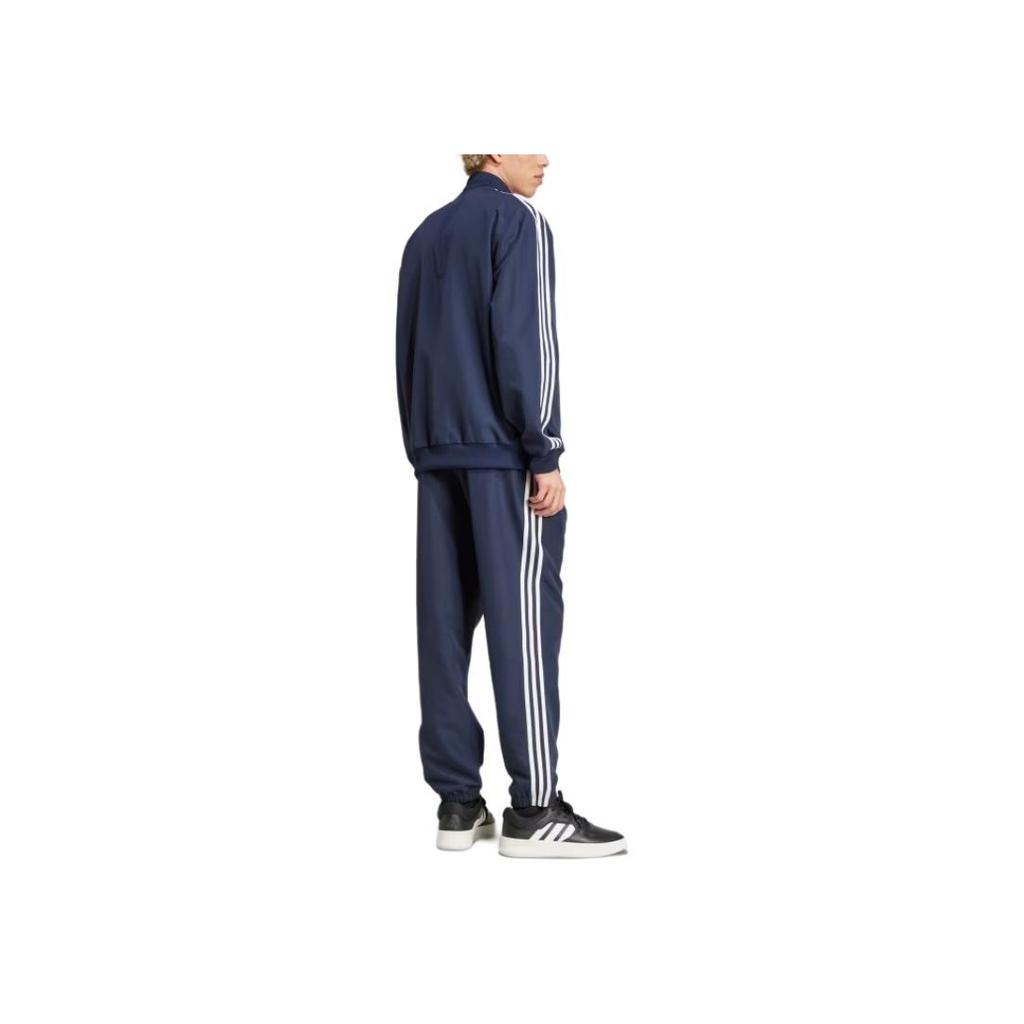 Adidas Striped Stand Collar Zipper Long Sleeve Elastic Waist Cuffed Casual Sports Suit Men suits Navy-Blue IY6656