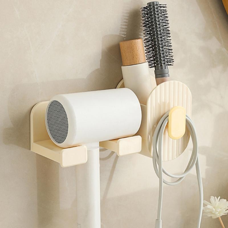Adhesive Bathroom Hair Dryer Holder Vanities Storage Station For Styling Tools Makeup Accessories Easy Installation