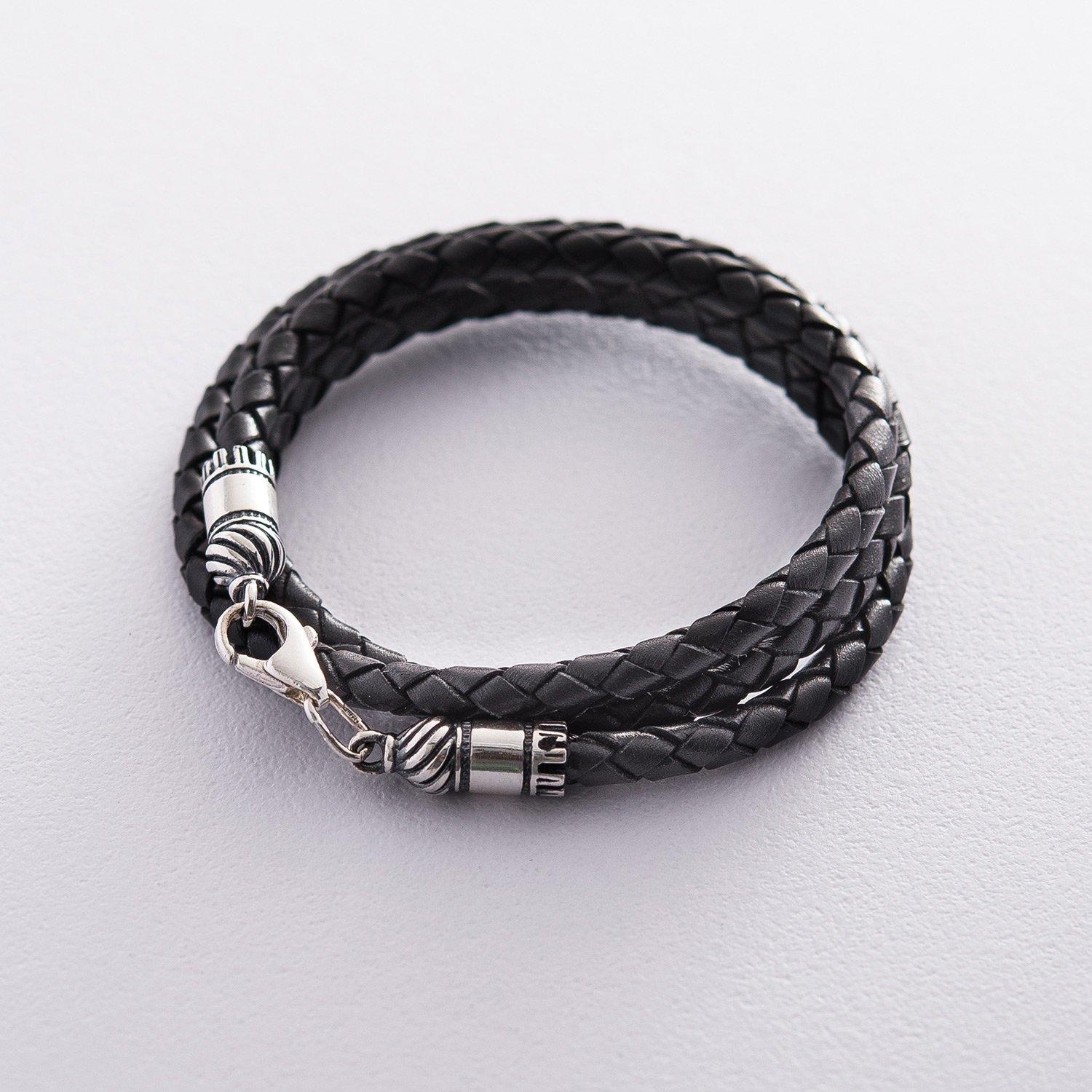 

Шкіряний шнурок зі срібною застібкою (4мм) Oniks 40 срібний