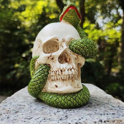 Halloween Schädel Schlange Harz Skelett Handwerk Feiertags Verkleidungsdekorationen Garten Gartenarbeit Desktop-Dekorationen