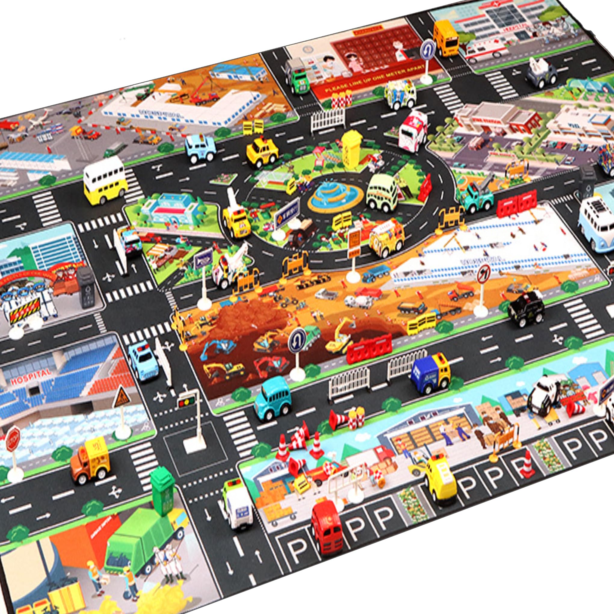 

Игровой коврик Караван Дорога Мини-машинка Джамбо Большой Карта Дорожного Движения Лист Развивающий 130x100 Перси с (Различные работы)