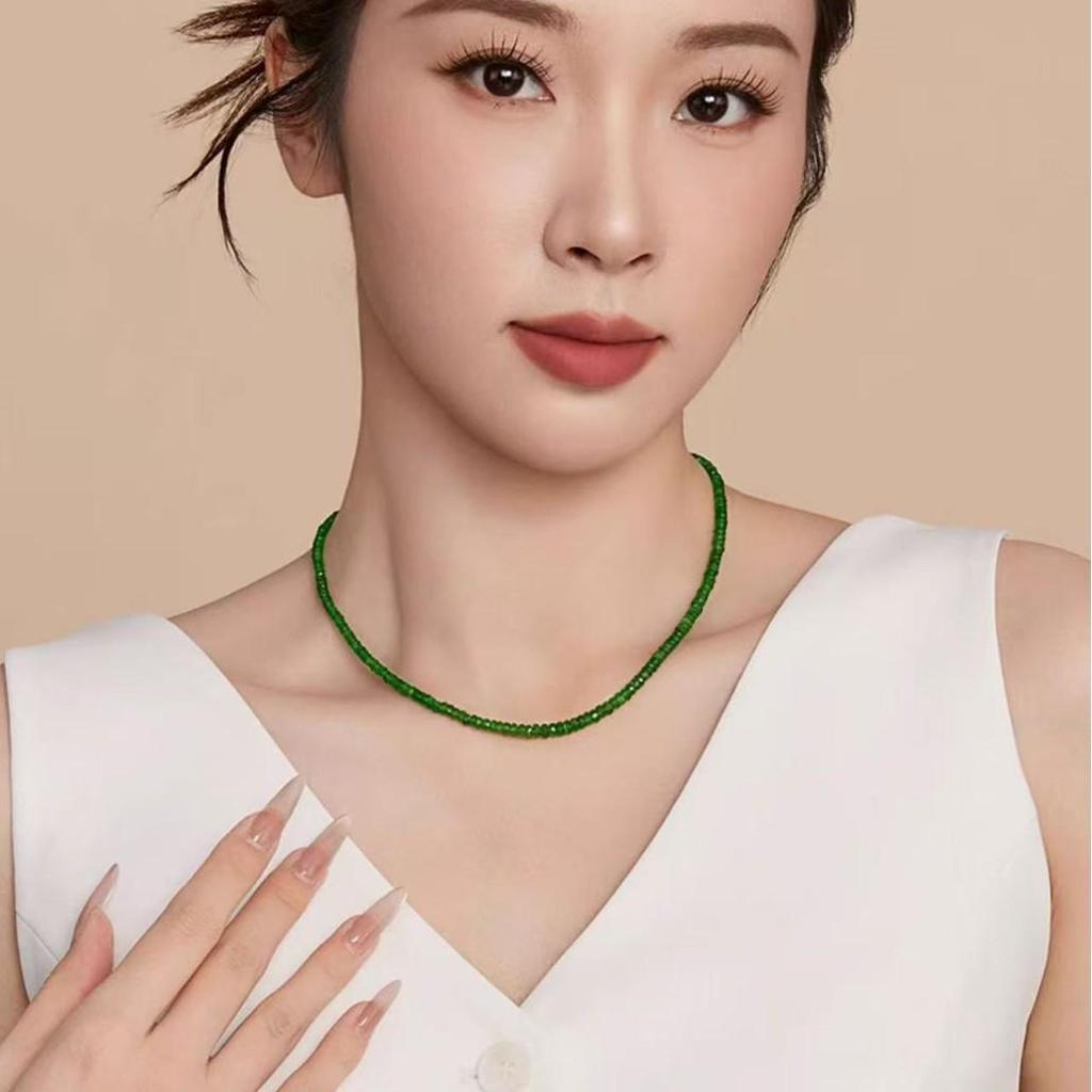 Natural High-Quality Tsavorite Beaded Necklace with Gemstone Spacer Beads for DIY Jewelry and Bracelets