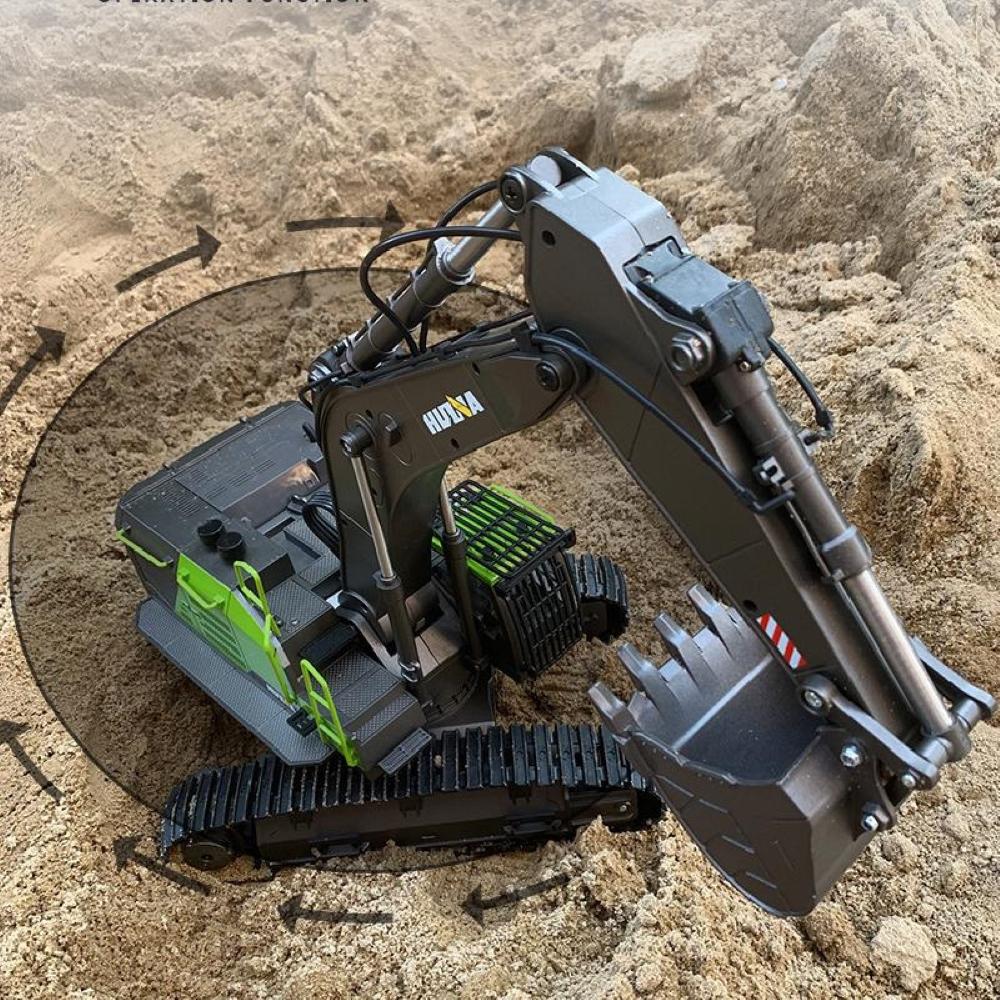 Non-Toxic Huina 1593 1:14 Rc Alloy Excavator 22Ch Big Rc Trucks Simulation Excavator Remote Control Track Engineering Vehicle Toy For Children