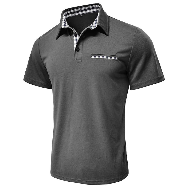 Summer New Men's Casual Polo Shirt Fashion Turn-Down Collar Color Block Versatile T-Shirt