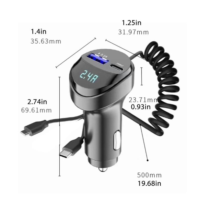USB Car Chargers With Double Ports Intelligent Current Detection And Overcharge Protection Ideal For Commuters Travelers
