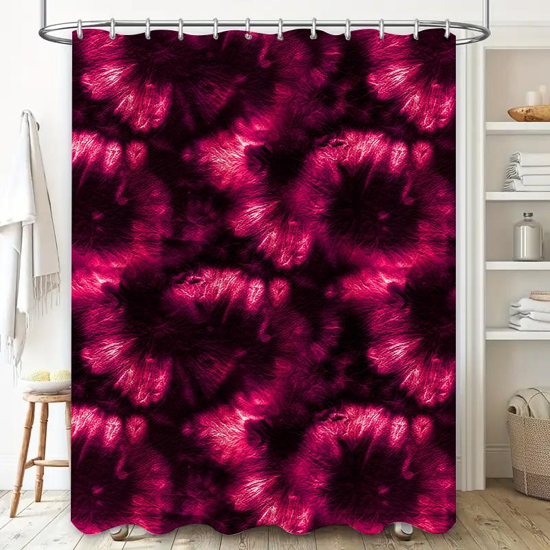Modern Red Tie-Dye Shower Curtain Bath Decor for Home Bathroom Waterproof Fabric 72x84in (Red)