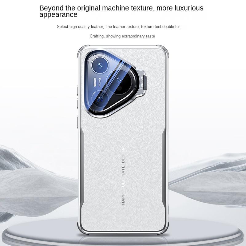 For Huawei  Pura 70 Pura 70 Pro Metal Lens Holder, Plain Leather Back Panel Phone Case