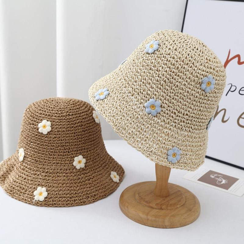 Fisherman Hat Summer Straw Hat with Flower Decoration Perfect for Teens Ladies Seeking Style Comfort