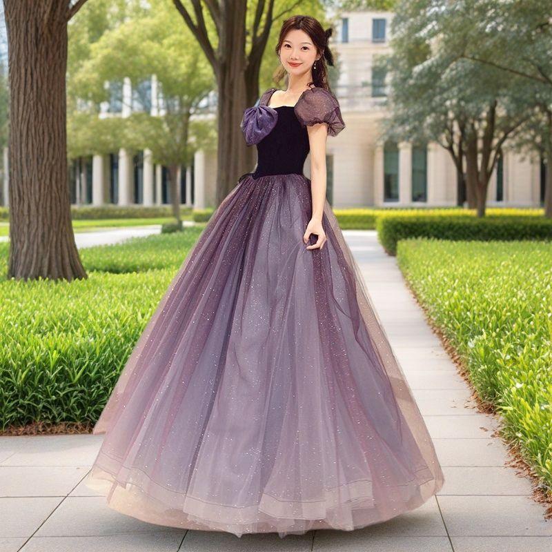 Französisches Abendkleid neu Nische lila flüchtiger Gastgeber Student Geburtstags-Bar-Mitzvah-Kleid kleiner Mann