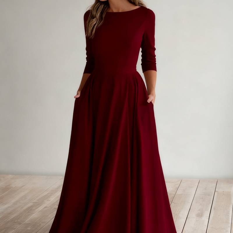 Elegante Vestito da Viaggio in Maglia a Manica Lunga con Zip per Uso Casual in Ufficio