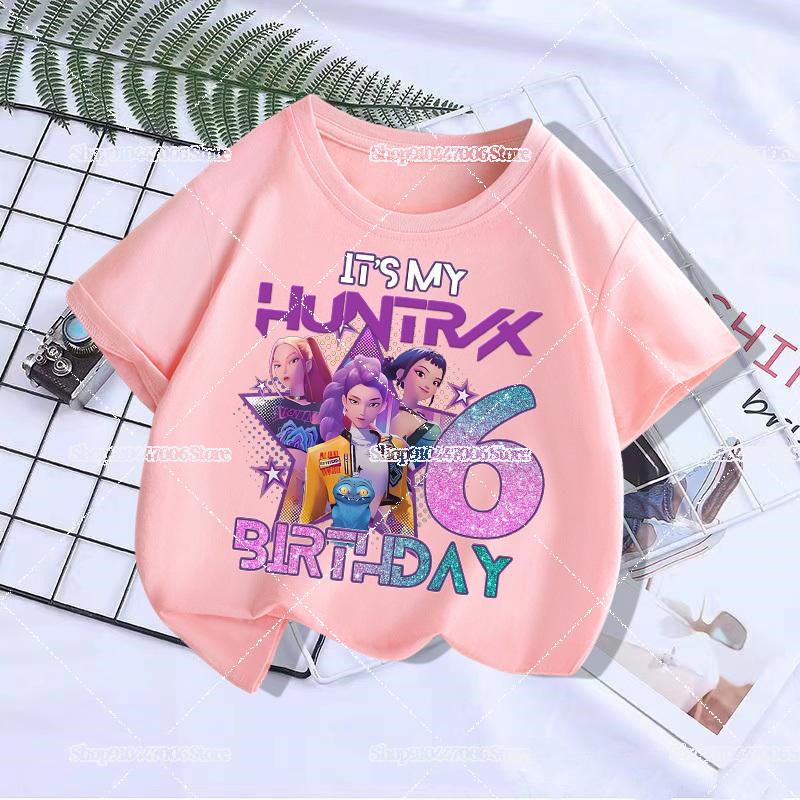 Kpop Demon Hunters Kids T-shirt Kawaii Cotton Birthday Tops Party Wear Girls Tee Summer Short Sleeve Top