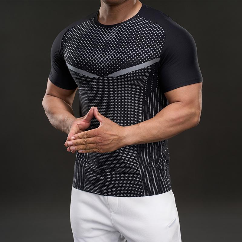 

Прочная и эластичная повседневная футболка с коротким рукавом в американском стиле, модная спортивная приталенная футболка для фитнеса и активного отдыха M чёрный