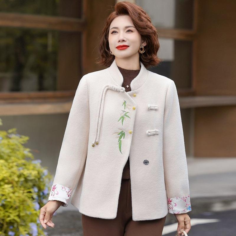 Happy Mother-in-law Wedding Dress Chinese Women's Clothing Spring and Autumn Temperament Woolen Middle-aged Noble Top Jacket Women's Clothing