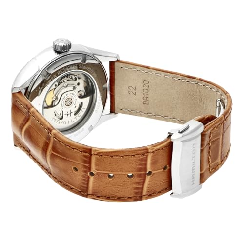 Hamilton Jazzmaster Men's Watch, White Dial, Stainless Steel, Sapphire Crystal, Automatic, 5 ATM Water Resistance, 41mm, Swiss Made, H32635511, Brown