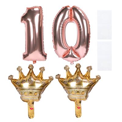 Aluminum Foil Balloons Rose Gold Numbers Crowns Stickers for Birthday Party Decoration