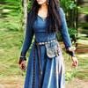 Medieval Retro Round Neck Long-sleeved Slim-fitting Dress, Renaissance Long Cosplay Performance Dress for Women