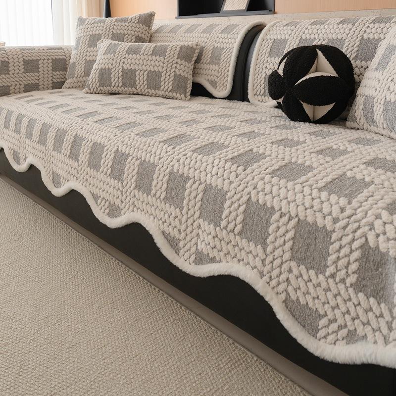 New Irregular Shaped Sofa Cover Cloth with Thickened Anti Slip and Anti Cat Scratch Sofa Cushion Suitable for All Seasons