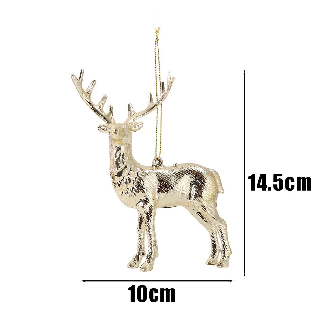 5/1PCS Gold Gazing Deer Elk Ballet Dancer Snowflake Hanging Pendents Xmas Tree Ornaments Party Holiday New Yaer Decor Supplies