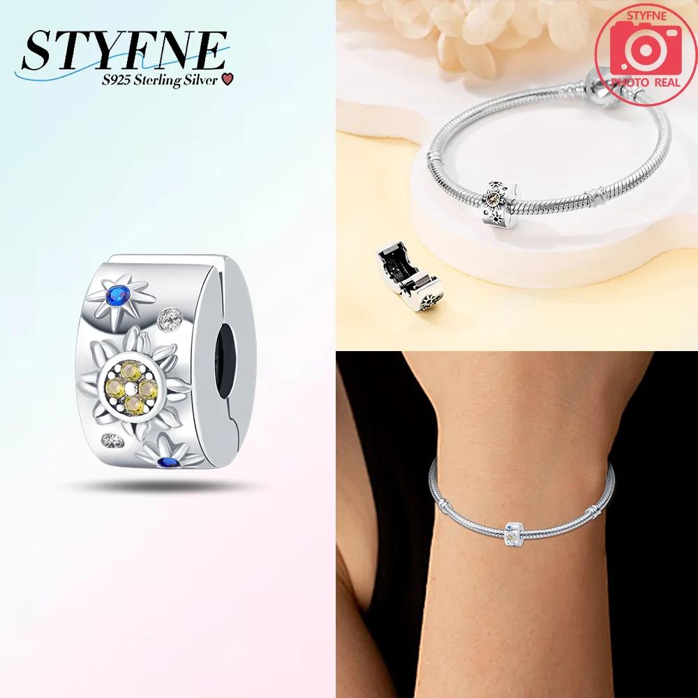 Copper Colored Zircon Paving Star Moon Clip Charms Spacer Beads For Women'S Original Bracelet Jewelry Gift