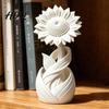 Mini White Flower Decor 3D Printed Sunflower Ornament Nordic Style Matte Desk Decor Artistic Sculpture Aesthetic Table Shelf Decoration Minimalist