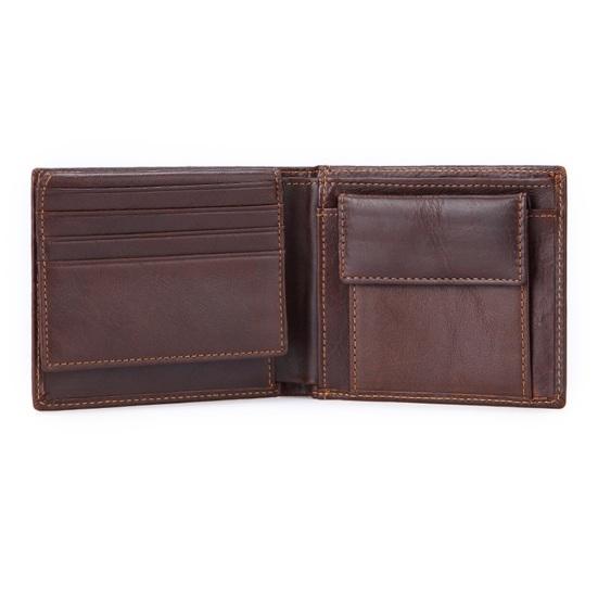 RFID Blocking Men Wallet Vintage Faux Leather Bi-fold Wallet with ID Window Coin Pocket Portable Folding Anti-Theft Credit Card Holder