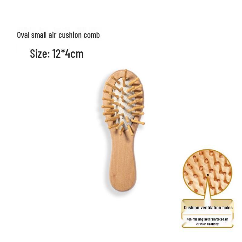 Wooden Scalp Massage Comb: Air Cushion Smoothing Comb for Long, Curly Hair