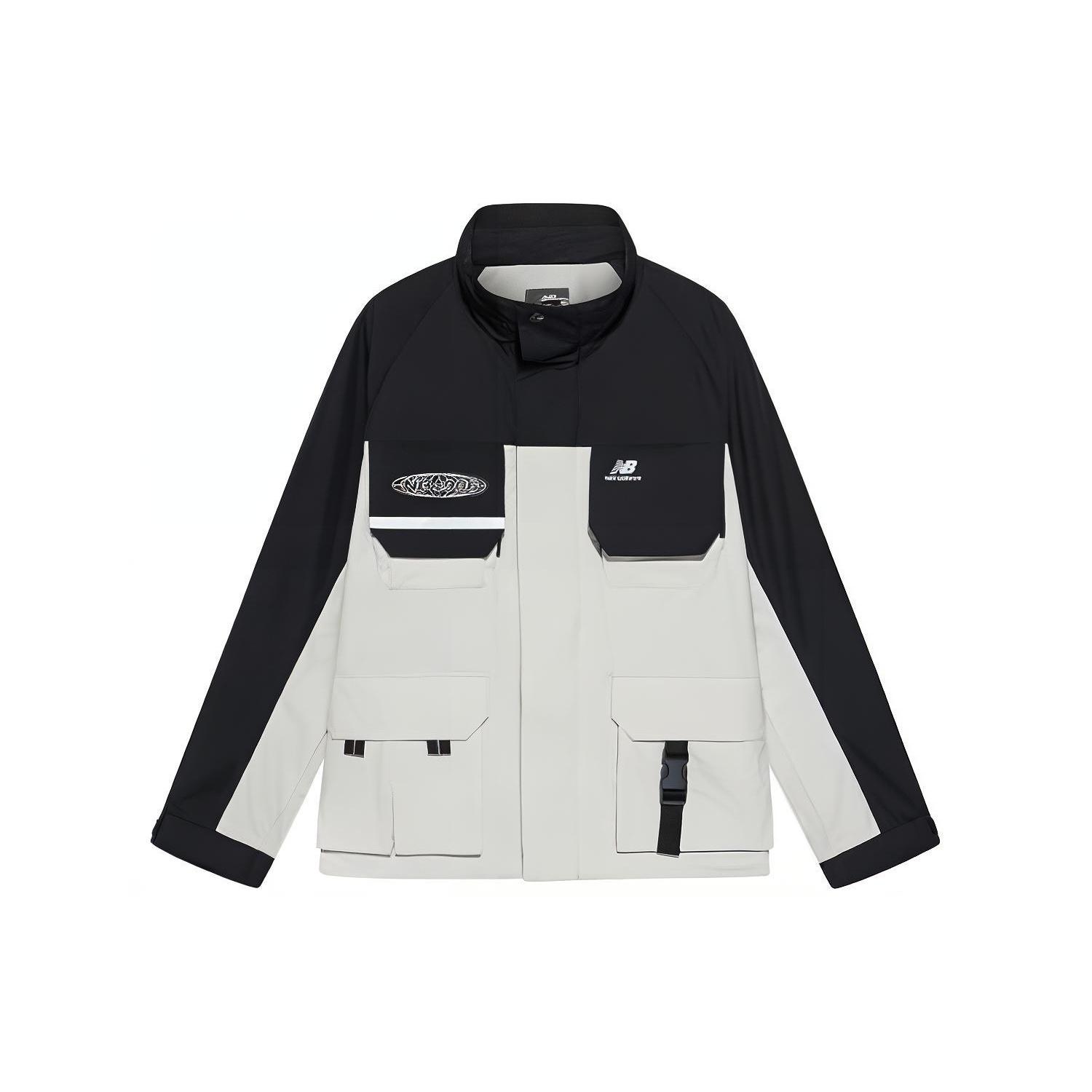 New Balance Windproof Hooded Cargo Jacket Asia Sizing Black White Men s NAA3N011-BEI S