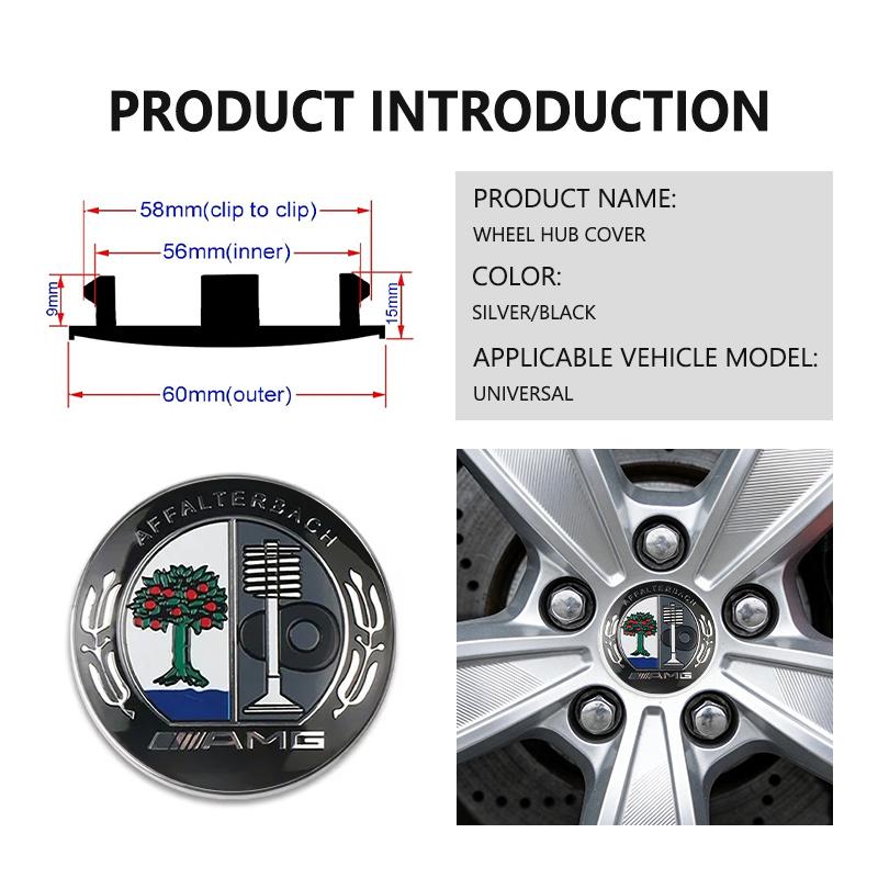 AABID1 For AMG Car Logo Wheel hub Center Cap Badge covers sticker Decals Styling Accessories Benz B-CLASS C-CLASS GLC GLE GLK W190 W201