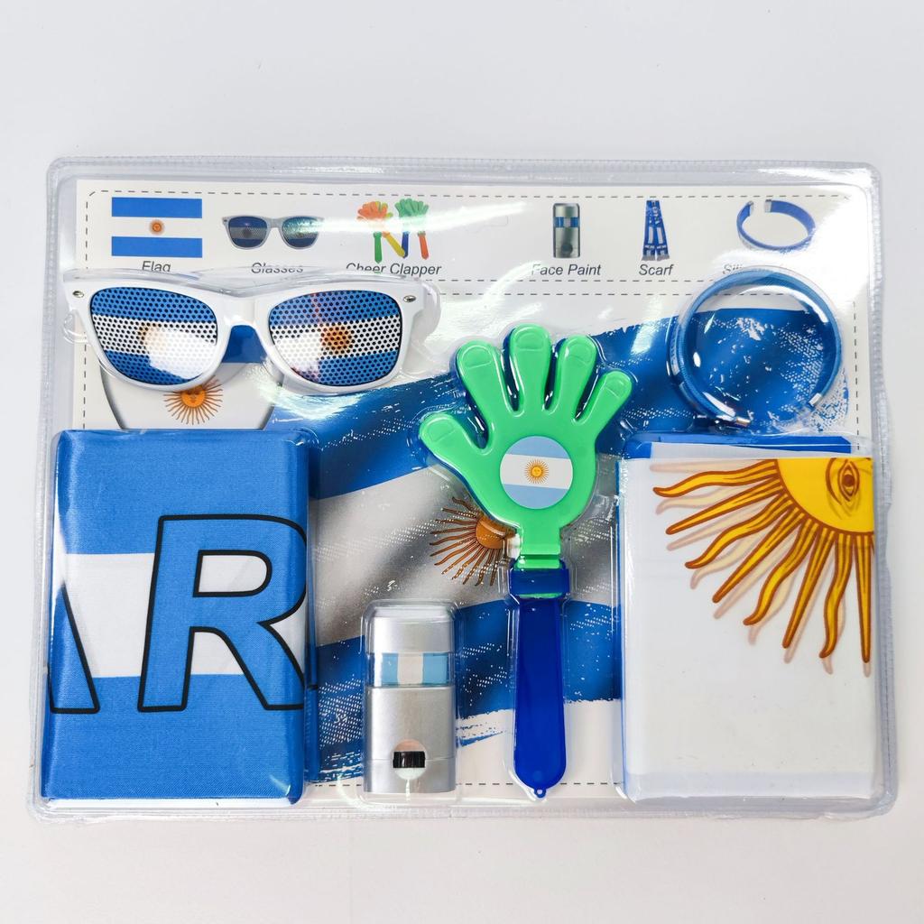 World Cup Fan Pack: National flag, sunglasses, clappers, face paint, cheering accessories and party supplies