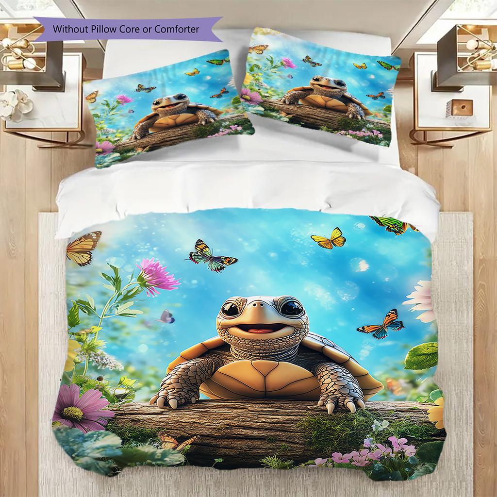 Juego de Colcha con Estampado de Carey Funda de Colcha Funda de Almohada Decoración del Hogar Regalo de Cumpleaños (1 * funda nórdica + 2 * fundas de almohada, sin núcleo)