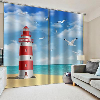 Cortinas Modernas 3D con Escena de Playa Costera Natural de Venta Caliente para Decoración de Sala de Estar Dormitorio 2 Piezas