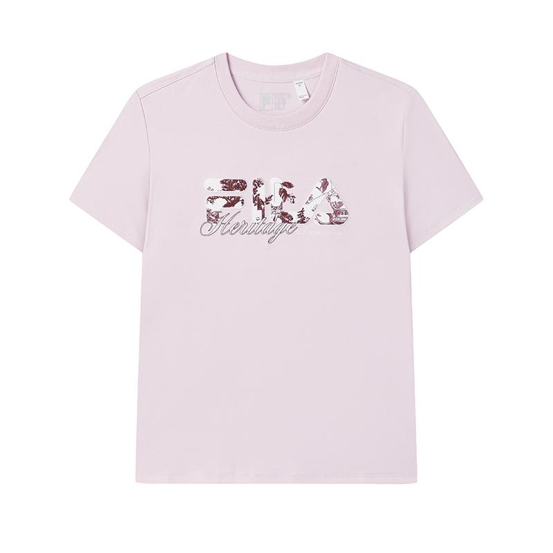 

FILA Heritage Breathable Lightweight Stretch Soft Casual Fashion Versatile Floral Logo Loose Fit Pullover Short Sleeve T-Shirt F11W538112FVT S