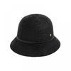 Helen Kaminski Hat50172 Cabk Vesa 6 Charcoal Black Leather Trim Cloche Bucket Hat