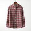 American vintage Washed Sanding Plaid Shirts Men's Long sleeve Spring and Autumn Stacked Outerwear Foreign Trade Men's Casual Shirt