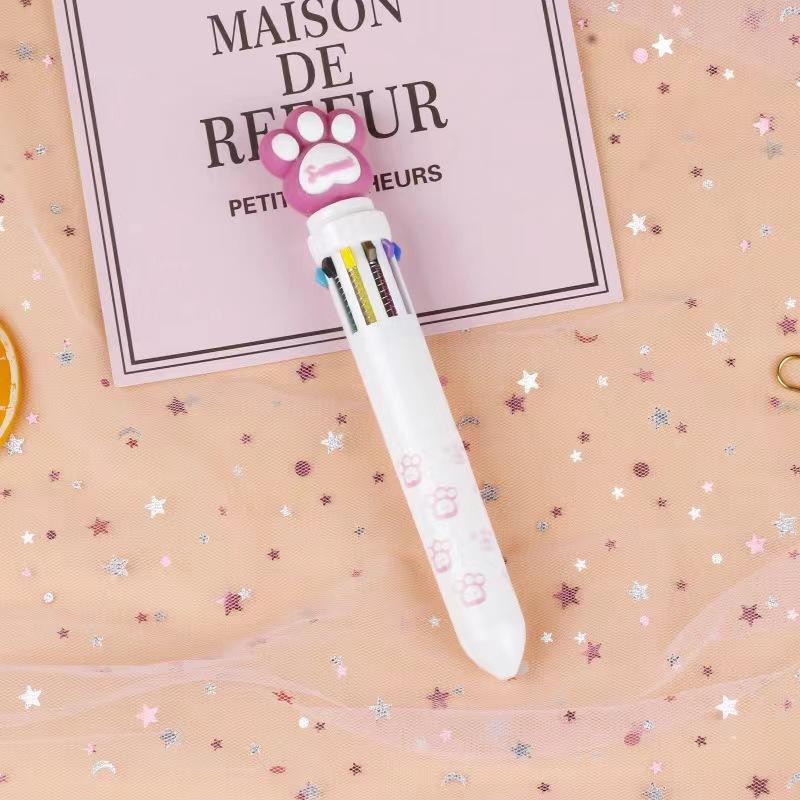 Ten-color Ballpoint Pen Girl Heart Cartoon Press Multi-color Pen Multi-function Color Handbook Pen Creative Cute Pen