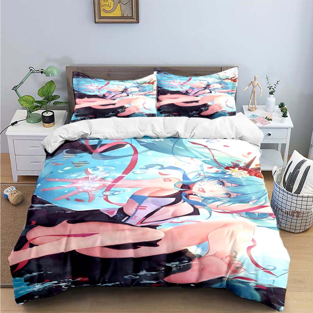 Comforter Cartoon Kawaii Virtual Singer H-Hatsune-Miku Bedding Sets Bed Supplies Set Bed Comforter Set Bedding Set Gift