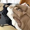Women Stand Collar Solid Color Faux Down Cotton Loose Vest