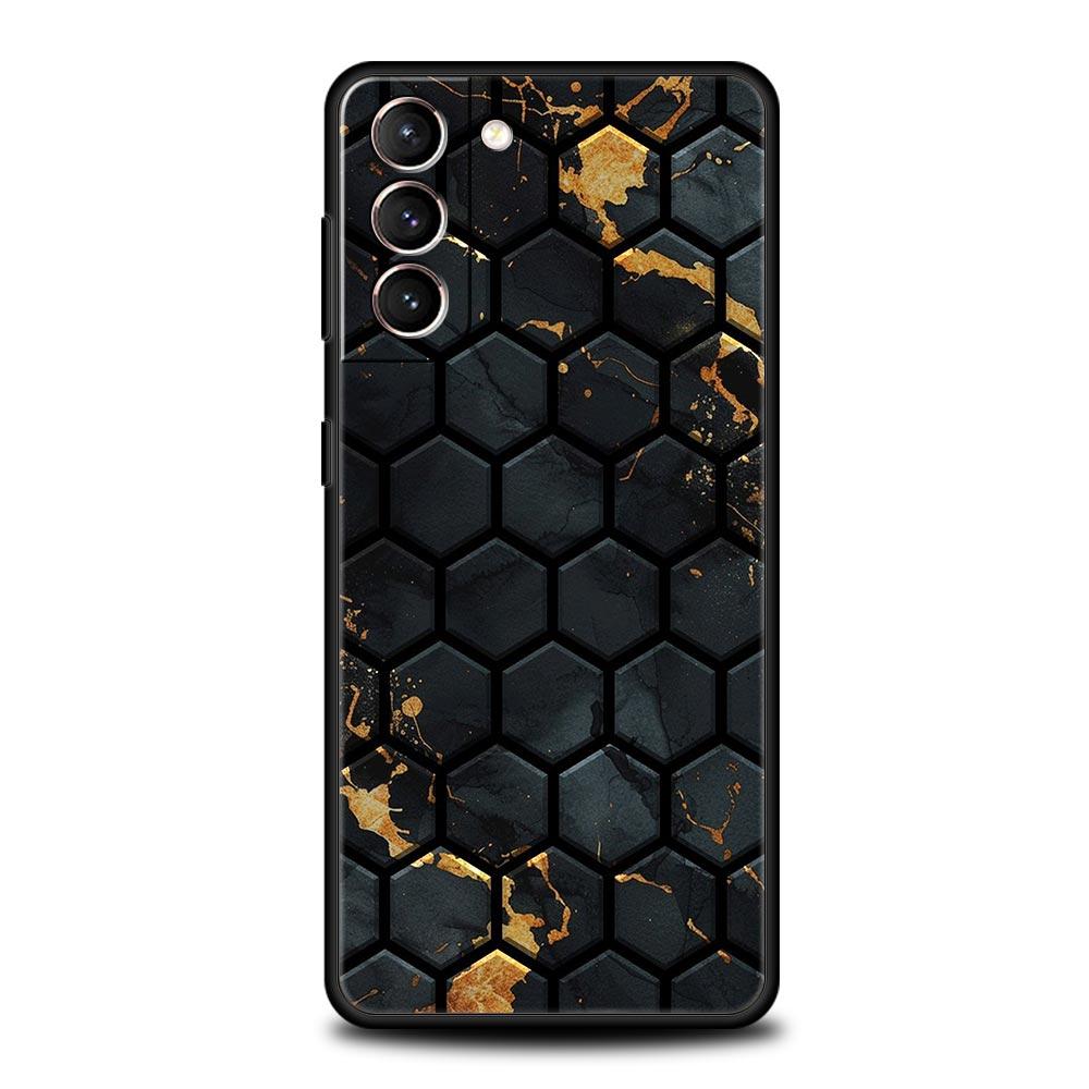 Honeycomb Pattern Soft Phone Case For Samsung Galaxy S25 Edge S24 Plus S23 FE S22 S21 S20 Ultra 5G S10 Black Protect Cover