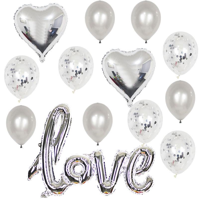 Large One-Piece Love Confession Foil Balloon Set for Valentine's Day & Wedding Room Décor