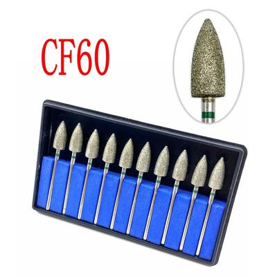 10pcs/set Diamond Nail Drill Milling Cutter Dental Diamond Polish Burs For Low Speed Straight Handpiece 2.35mm Shank CF60