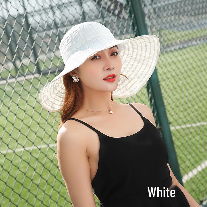 

Солнцезащитная шляпа с широкими полями в корейском стиле, сворачиваемая, с защитой от УФ-лучей, для взрослых Adult белый