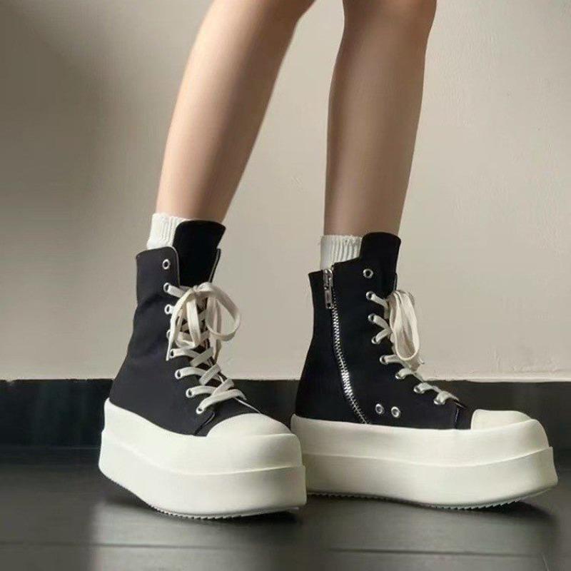 Dark sail platform canvas shoes women's new heightening sports shoes inner heightening casual high-top shoes
