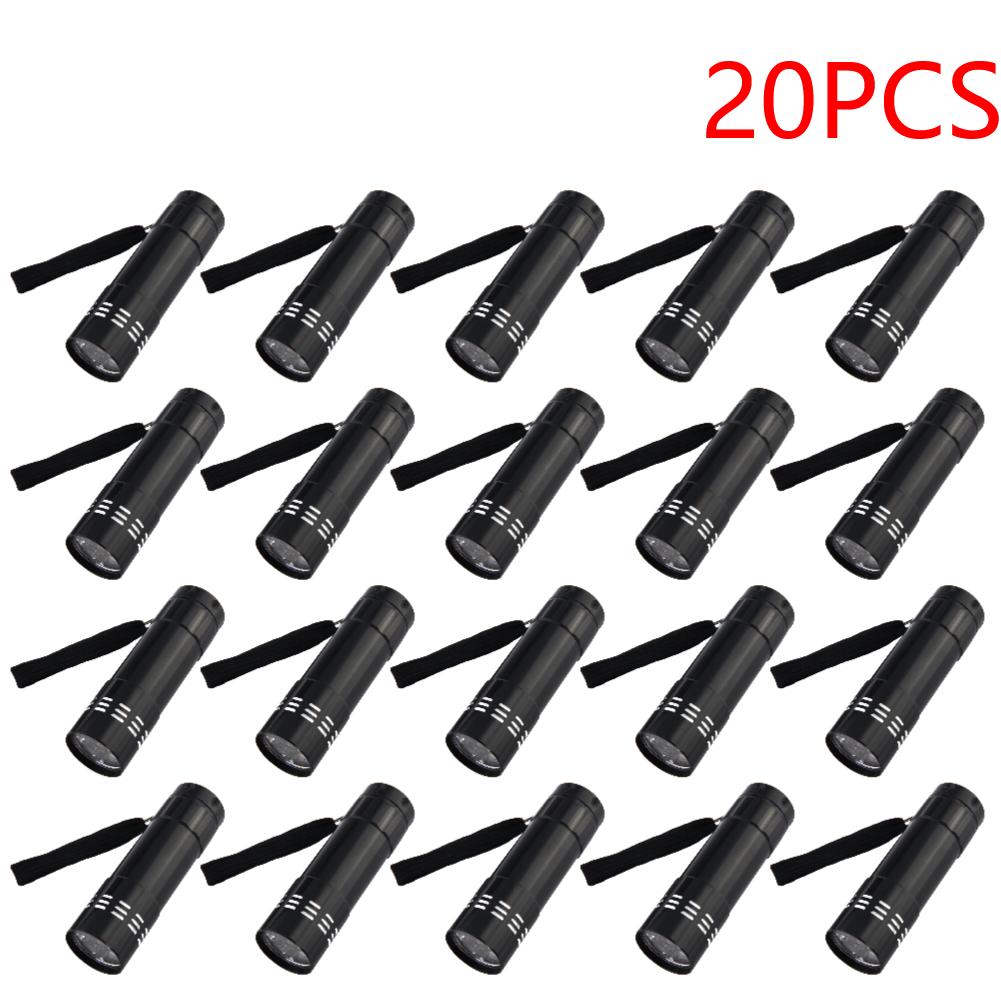 9 LED Ultraviolet LED Flashlight 395nm Handheld Ultraviolet Detector Waterproof UV Light Torch for Hiking/Camping/Home