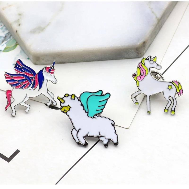 Fashion Enamel Pins Cute Unicorn Sika Deer Brooches for Girls Children Colorful Backpack Shirt Denim Jacket Jewelry Badges Gifts