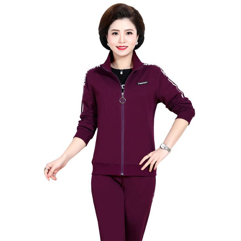 Spring Two-Piece Sportswear Set for Middle-Aged and Elderly Women