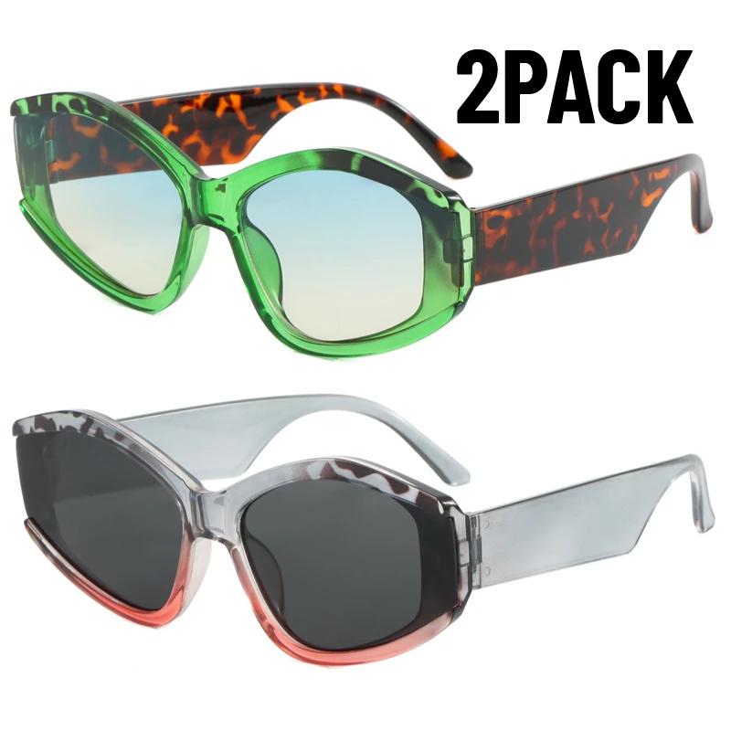 

2PACK Новые модные солнцезащитные очки кошачий глаз женские многоцветные градиентные винтажные оттенки люксовый бренд дизайнерские модные солнцезащитные очки UV400