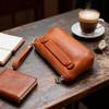 IJUN Vintage Clutch Bag for Women - Handmade Vegetable-Tanned Leather, XXS Size (Orange)