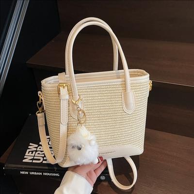 Niche Design Simple Casual Portable Shoulder Bag Women'S Summer Straw Woven Versatile Messenger Bucket Bag